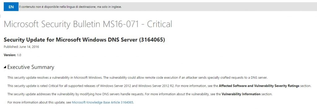 Server DNS a rischio attacco. Meglio aggiornare al più presto.