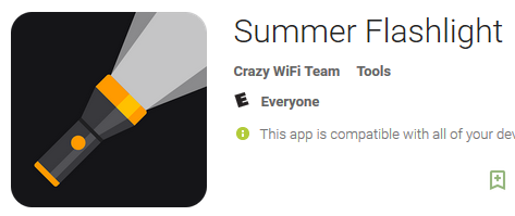 Tra le app infette che si trovano su Google Play c’è questa (apparentemente innocua) “Summer Flashlight”.