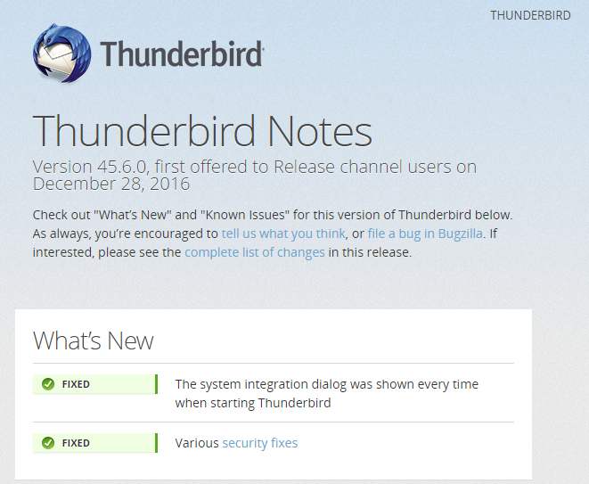 aggiornamento Thunderbird