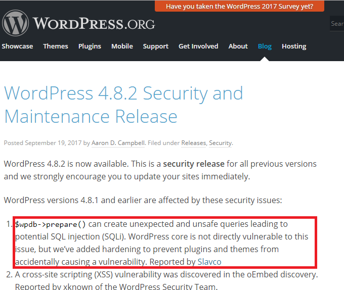 WordPress vulnerabilità
