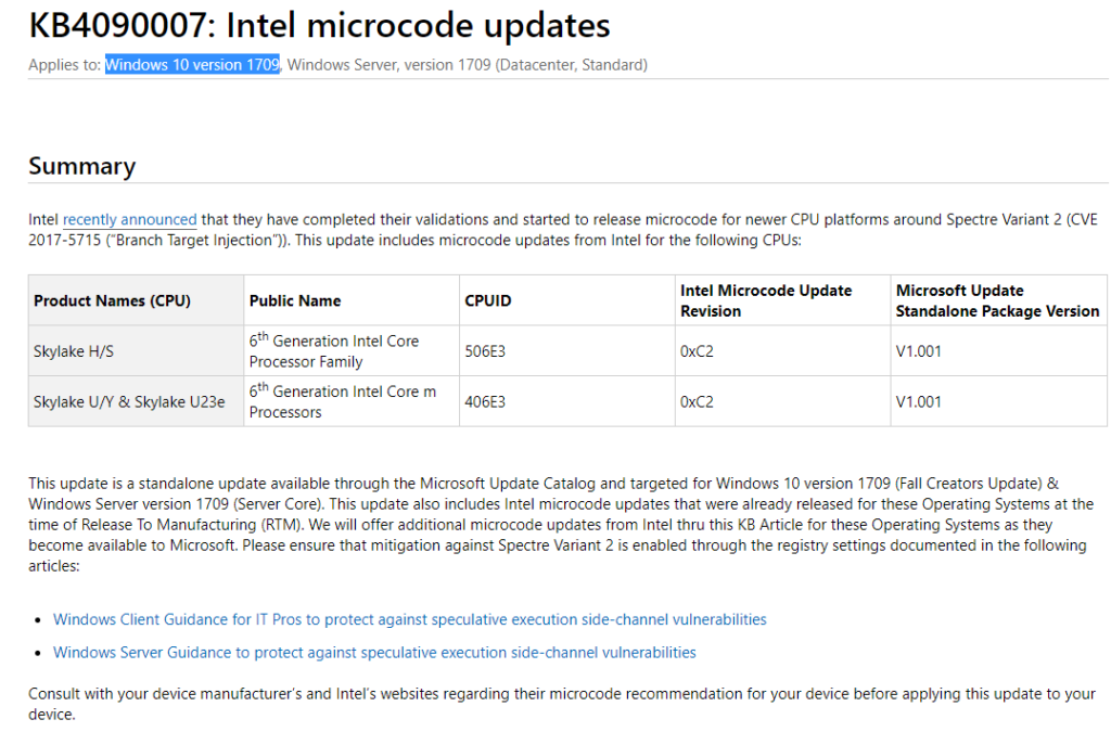 Microsoft Intel Spectre