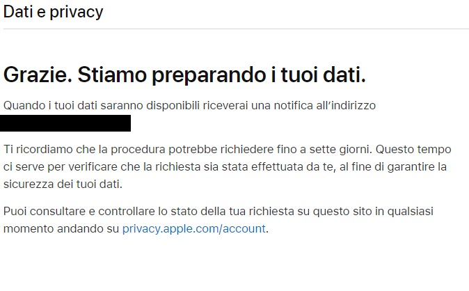 Apple Dati e Privacy