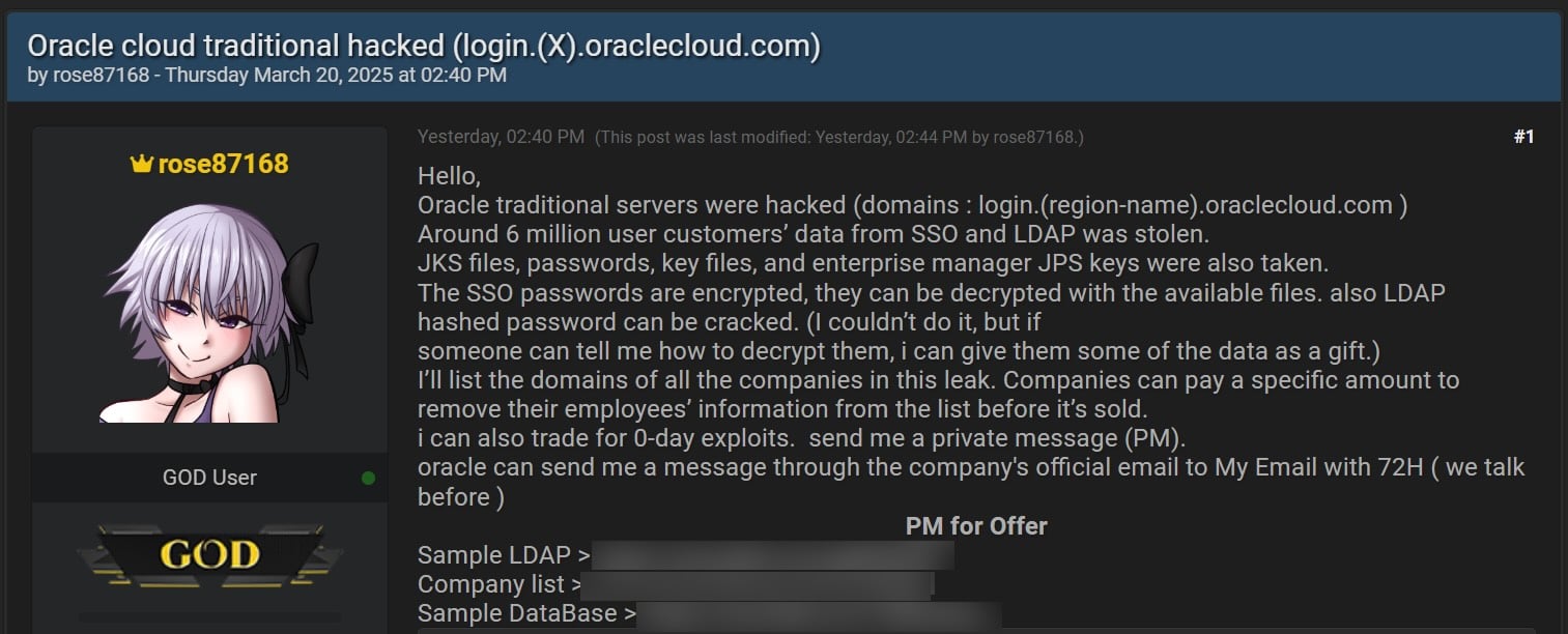 Oracle Cloud data leak